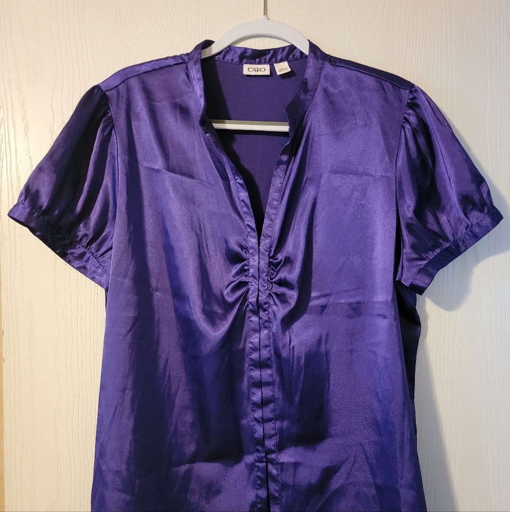 Cato Short Sleeve Silky Blouse Sz XL